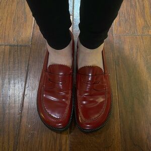 Red Donald J Pliner platform loafers